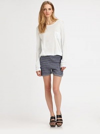 Effortless styling at its best, this supremely soft crewneck has a single front patch pocket and length that hits below the hips. CrewneckSingle front patch pocketLong sleevesLonger length hits below the hipsRayonHand washImportedModel shown is 5'9 (175cm) wearing US size Small. Effortless styling at its best, this supremely soft crewneck has a single front patch pocket and length that hits below the hips. CrewneckSingle front patch pocketLong sleevesLonger length hits below the hipsRayonHand washImportedModel shown is 5'9 (175cm) wearing US size Small.