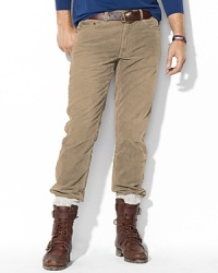 An essential corduroy pant is constructed with a traditional five-pocket jean silhouette for a classic look. An essential corduroy pant is constructed with a traditional five-pocket jean silhouette for a classic look.
