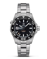 The Aquaracer concept is founded on providing the accuracy that all water sports demand. It is based on the design and features of the timeless TAG Heuer 2000 series launched in 1982. With black dial and black coated steel bezel. Features a date window. The Aquaracer concept is founded on providing the accuracy that all water sports demand. It is based on the design and features of the timeless TAG Heuer 2000 series launched in 1982. With black dial and black coated steel bezel. Features a date window.