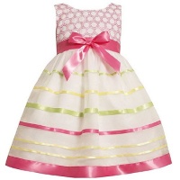 Bonnie Jean Girls 2-6X Multi Ribbon Stripe Dress, Pink, 4 Bonnie Jean Girls 2-6X Multi Ribbon Stripe Dress, Pink, 4
