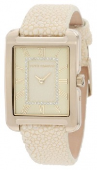 Vince Camuto Women's VC/5034CHIV Leather Rectangle Swarovski Crystal Accented Dial Gold-Tone Ivory Stingray Strap Watch Vince Camuto Women's VC/5034CHIV Leather Rectangle Swarovski Crystal Accented Dial Gold-Tone Ivory Stingray Strap Watch