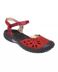 Ready to walk? Jambu's Ocean sandals feature darling cutouts on the vamp and a non-slip rubber heel. An adjustable velcro closure keeps things snug. Ready to walk? Jambu's Ocean sandals feature darling cutouts on the vamp and a non-slip rubber heel. An adjustable velcro closure keeps things snug.