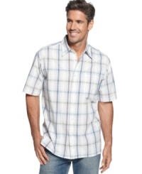 A different dimension. Plaid gets added appeal with this textured shirt from Van Heusen. A different dimension. Plaid gets added appeal with this textured shirt from Van Heusen.