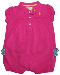 Ralph Lauren Layette Girl's Ruffled Mesh Bubble Shortall, Pink, 9 Month Ralph Lauren Layette Girl's Ruffled Mesh Bubble Shortall, Pink, 9 Month
