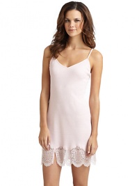 THE LOOKAdjustable spaghetti strapsScalloped floral lace hemTHE FITAbout 32 from shoulder to hemTHE MATERIALCotton/polyamide/elastaneCARE & ORIGINHand washImported THE LOOKAdjustable spaghetti strapsScalloped floral lace hemTHE FITAbout 32 from shoulder to hemTHE MATERIALCotton/polyamide/elastaneCARE & ORIGINHand washImported
