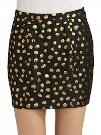 Add a touch of sparkle to your wardrobe with this short and shiny number, styled with side pockets.Narrow waistband Side hand pockets Side zipper About 16 long 82% acetate/18% polyester Dry clean Made in USA Add a touch of sparkle to your wardrobe with this short and shiny number, styled with side pockets.Narrow waistband Side hand pockets Side zipper About 16 long 82% acetate/18% polyester Dry clean Made in USA