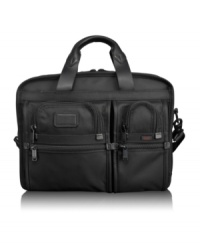 Travel with confidence and tackle terminals with ease. Tumi's expandable checkpoint-friendly T-Pass case goes through security checkpoints hassle-free, allowing you to keep your laptop in the case. The split-opening brief is spacious enough for all of your everyday must-haves with a removable accessories pouch and numerous organizer pockets. Tumi quality assurance warranty. Travel with confidence and tackle terminals with ease. Tumi's expandable checkpoint-friendly T-Pass case goes through security checkpoints hassle-free, allowing you to keep your laptop in the case. The split-opening brief is spacious enough for all of your everyday must-haves with a removable accessories pouch and numerous organizer pockets. Tumi quality assurance warranty.