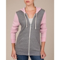Alternative Unisex 6.4 oz. Rocky Color-Blocked Full-Zip Hoodie - ECO GRY/ECO PNK RIB - L Alternative Unisex 6.4 oz. Rocky Color-Blocked Full-Zip Hoodie - ECO GRY/ECO PNK RIB - L