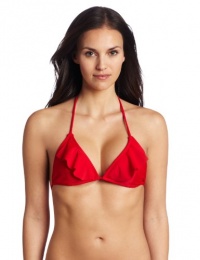 Shoshanna Women's Ruffle Triangle Bikini Top, Red Solid, C/D Shoshanna Women's Ruffle Triangle Bikini Top, Red Solid, C/D