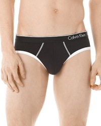 Soft microfiber stretch hip brief with contrast stitching, body defining fit and a comfy, contoured pouch. Soft microfiber stretch hip brief with contrast stitching, body defining fit and a comfy, contoured pouch.