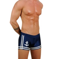 Men's New Sailor Boxer Square Cut Swimsuit by Gary Majdell Sport. Men's New Sailor Boxer Square Cut Swimsuit by Gary Majdell Sport.