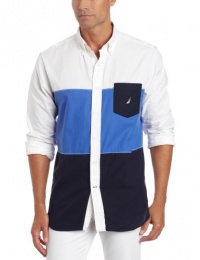 Nautica Men's Long Sleeve Tri-Colorblocked Woven