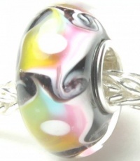 Colorful Swirls Murano Glass Bead Charm Fits Pandora Bracelet Colorful Swirls Murano Glass Bead Charm Fits Pandora Bracelet