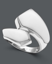 Wrap your finger in something elegant. This sterling silver ring features a fluid design in polished white agate (11 mm x 22 mm and 8 mm x 17 mm). Size 7.