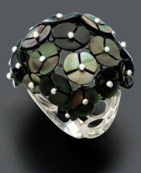 Hauntingly beautiful. Black Tahitian mother-of-pearl (5-9 mm) creates a stunning bouquet of flowers in this ring crafted in sterling silver. Size 7. Hauntingly beautiful. Black Tahitian mother-of-pearl (5-9 mm) creates a stunning bouquet of flowers in this ring crafted in sterling silver. Size 7.