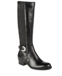 A wide calf design and gore inserts add comfort and practicality to Naturalizer's Arness tall leather round-toe boots. With a buckle embellishment on the side, they're a timeless look you'll love wearing for years to come. A wide calf design and gore inserts add comfort and practicality to Naturalizer's Arness tall leather round-toe boots. With a buckle embellishment on the side, they're a timeless look you'll love wearing for years to come.