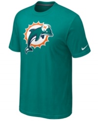 Go big! Display your love for the Miami Dolphins loud and proud in this oversized-logo t-shirt from Nike. Go big! Display your love for the Miami Dolphins loud and proud in this oversized-logo t-shirt from Nike.