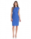 Anne Klein Women's Jacquard Piped Sheath Dress, Azure, 8