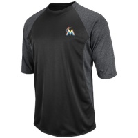 MLB Mens Miami Marlins 3/4 Sleeve Featherweight Tech Fleece Pullover By Majestic MLB Mens Miami Marlins 3/4 Sleeve Featherweight Tech Fleece Pullover By Majestic