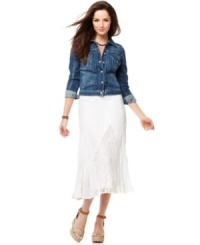 Can't decide on lace versus swiss dot or eyelet? Try Style&co.'s midi skirt for all your favorite spring fabrics in one! Can't decide on lace versus swiss dot or eyelet? Try Style&co.'s midi skirt for all your favorite spring fabrics in one!