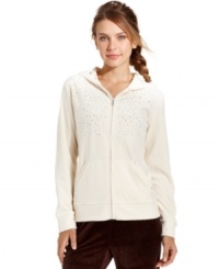 This studded velour jacket from Style&co. Sport makes a sparkling pick for a day spent running about town or a weekend relaxing with friends! This studded velour jacket from Style&co. Sport makes a sparkling pick for a day spent running about town or a weekend relaxing with friends!