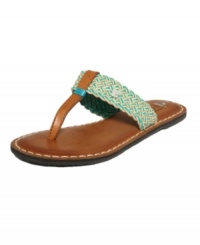 Invoking the colors of sand and sea, Roxy's Pisco thong sandals are a summer must-have. Invoking the colors of sand and sea, Roxy's Pisco thong sandals are a summer must-have.