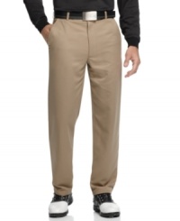 Hit the green with confidence and classic style in these sleek microfiber golf pants from SHARK Greg Norman for Tasso Elba. Hit the green with confidence and classic style in these sleek microfiber golf pants from SHARK Greg Norman for Tasso Elba.