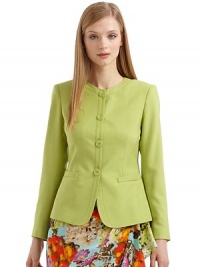 THE LOOKRound necklineButton frontLong sleevesCutaway front hemTHE FITAbout 25 from shoulder to hemTHE MATERIAL48% virgin wool/42% silk/10% polyamideCARE & ORIGINDry cleanImported THE LOOKRound necklineButton frontLong sleevesCutaway front hemTHE FITAbout 25 from shoulder to hemTHE MATERIAL48% virgin wool/42% silk/10% polyamideCARE & ORIGINDry cleanImported
