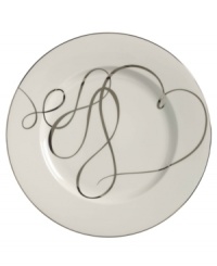 Sweet yet sophisticated, a loopy heart design sweeps across this porcelain charger plate from Mikasa. Complete with a sparkling platinum rim, this flirty ribbon pattern captivates everyone at your dinner table. Sweet yet sophisticated, a loopy heart design sweeps across this porcelain charger plate from Mikasa. Complete with a sparkling platinum rim, this flirty ribbon pattern captivates everyone at your dinner table.
