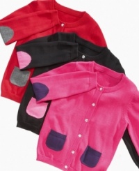 Keep her warm and snug in a cardigan sweater from So Jenni with sweet jeweled buttons.