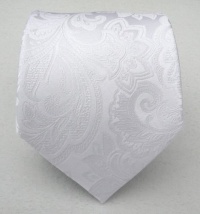 100% Silk Woven White Organic Paisley Tie 100% Silk Woven White Organic Paisley Tie