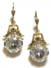 Catherine Popesco 14K Gold Plated Large Crowned Dangle Earrings with Shade Swarovski Crystals Catherine Popesco 14K Gold Plated Large Crowned Dangle Earrings with Shade Swarovski Crystals