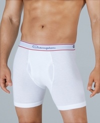 The perfect foundation. With stay-put styling, this Champion four-pack of boxer briefs moves with you. The perfect foundation. With stay-put styling, this Champion four-pack of boxer briefs moves with you.