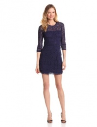 laundry BY SHELLI SEGAL Women's Tiered Lace Dress, Inkblot, 8 laundry BY SHELLI SEGAL Women's Tiered Lace Dress, Inkblot, 8