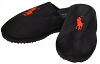 Polo Ralph Lauren Men's Big Pony Scuff Slippers- Black/ Red-9 Polo Ralph Lauren Men's Big Pony Scuff Slippers- Black/ Red-9