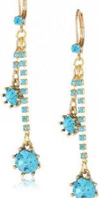 Betsey Johnson Iconic Stone Blue Gem Linear Drop Earrings Betsey Johnson Iconic Stone Blue Gem Linear Drop Earrings