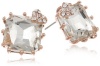 Betsey Johnson Iconic Baguette Square Crystal Gem Stud Earrings