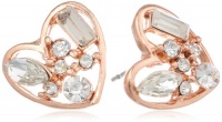 Betsey Johnson Iconic Baguette Crystal Heart Stud Earrings