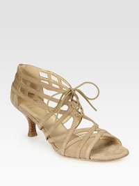 Leather silhouette with a lace-up front and stacked kitten heel. Stacked heel, 2 (50mm)Leather upperLeather liningBuffed leather solePadded insoleImportedOUR FIT MODEL RECOMMENDS ordering one half size down as this style runs large. Leather silhouette with a lace-up front and stacked kitten heel. Stacked heel, 2 (50mm)Leather upperLeather liningBuffed leather solePadded insoleImportedOUR FIT MODEL RECOMMENDS ordering one half size down as this style runs large.