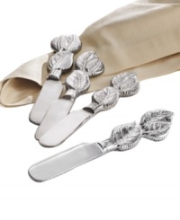 Serve dips and spreads in natural splendor with aluminum Park Leaves spreaders by Martha Stewart Collection. Lifelike leaf handles in glittering aluminum evoke life outside your window. (Clearance) Serve dips and spreads in natural splendor with aluminum Park Leaves spreaders by Martha Stewart Collection. Lifelike leaf handles in glittering aluminum evoke life outside your window. (Clearance)