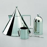 Modern inspiration on the water kettle. Mirror polished, conical design. Modern inspiration on the water kettle. Mirror polished, conical design.