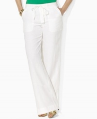 Chic wide-leg plus size pants are updated for the season, rendered in breezy washed linen, from Lauren by Ralph Lauren. Chic wide-leg plus size pants are updated for the season, rendered in breezy washed linen, from Lauren by Ralph Lauren.