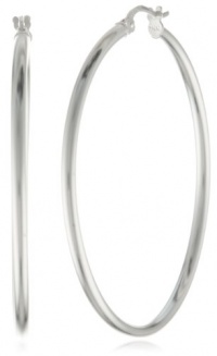 Sterling Silver Polished Tube Hoop Earrings (1.6 Diameter)