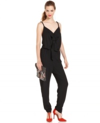 A chic alternative to a dress, this RACHEL Rachel Roy ruffled jumpsuit is super hot for soiree style! A chic alternative to a dress, this RACHEL Rachel Roy ruffled jumpsuit is super hot for soiree style!