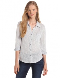 Splendid Women's Café Color Blocked Loose Knit Shirt, White/Heather Grey, Small Splendid Women's Café Color Blocked Loose Knit Shirt, White/Heather Grey, Small