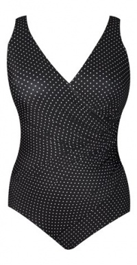 Miraclesuit Pin Point Oceanus One-Piece Wire-free Swimsuit Plus Size, 22W, Black / White