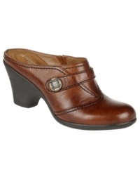 All that jazz. Naturalizer adds stylish sensibility to the Jazz mules in the form of a buttoned strap deatil, topstitching and wearable heel. All that jazz. Naturalizer adds stylish sensibility to the Jazz mules in the form of a buttoned strap deatil, topstitching and wearable heel.
