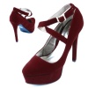 Qupid Marquise-09 Red Smooth Velvet Mary Jane Pumps, Size: 6 (M) US [Apparel]