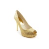 Michael Kors York Platform Peep Toe Pumps Heels Shoes Gold Womens