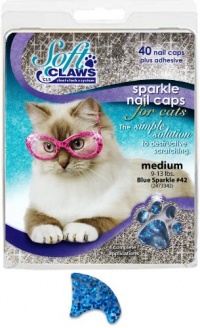 Soft Claws for Cats, Size Medium, Color Blue Glitter Soft Claws for Cats, Size Medium, Color Blue Glitter